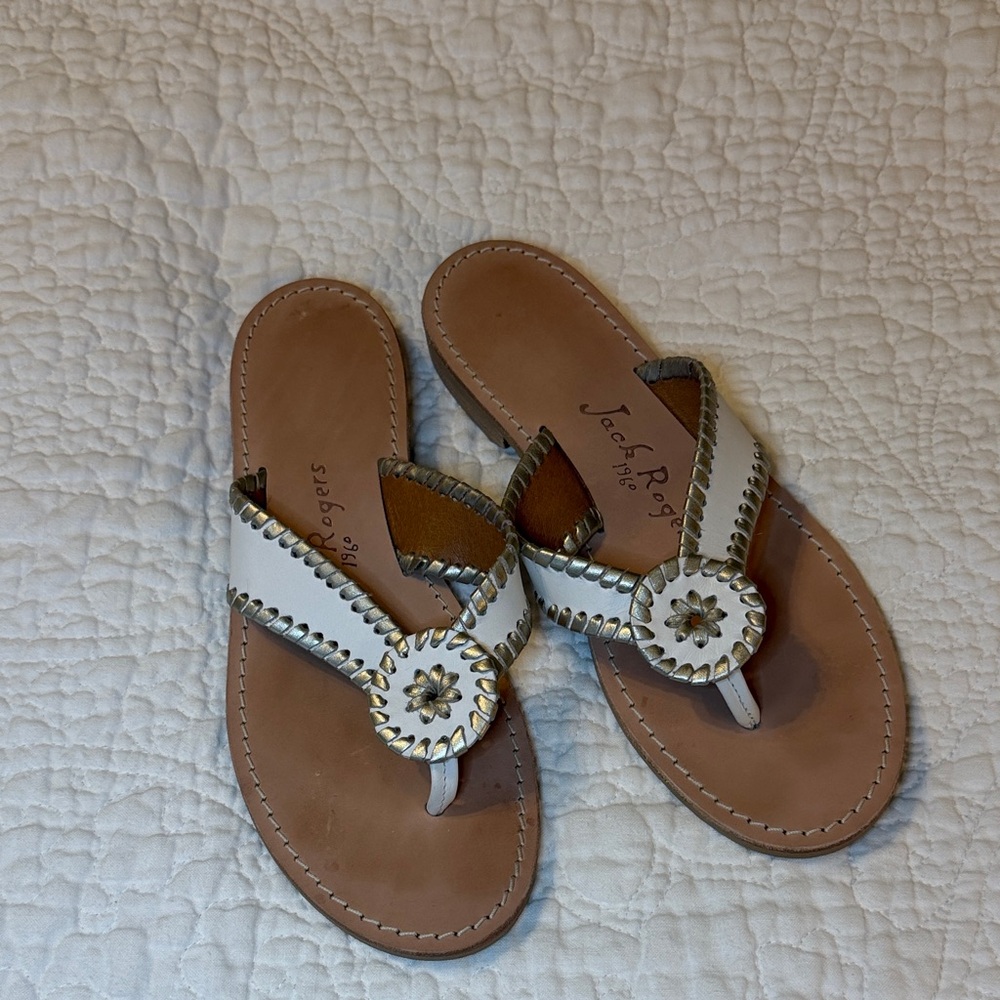 Jack Rogers White and Tan Sandals